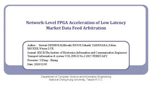 NetworkLevel FPGA Acceleration of Low Latency Market Data