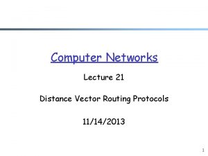 Computer Networks Lecture 21 Distance Vector Routing Protocols