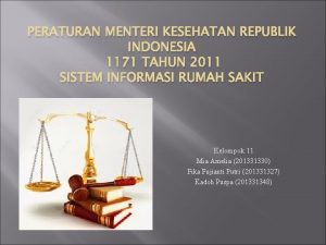 PERATURAN MENTERI KESEHATAN REPUBLIK INDONESIA 1171 TAHUN 2011