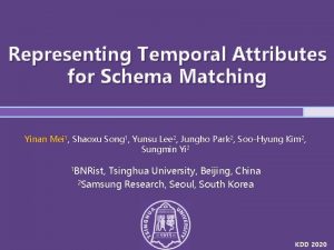 Representing Temporal Attributes for Schema Matching Yinan Mei