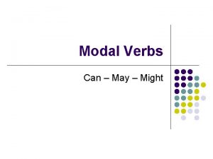 Modal Verbs Can May Might Can ability informal