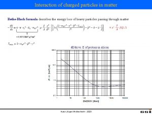 Interaction of charged particles in matter BetheBloch formula