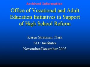 Archived Information Office of Vocational and Adult Education