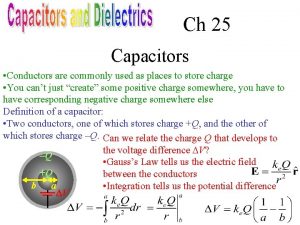 Ch 25 Capacitors Conductors are commonly used as