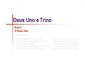 Deus Uno e Trino Aula 3 O Deus