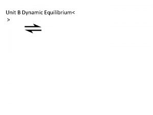 Unit B Dynamic Equilibrium A Introduction to Equilibrium