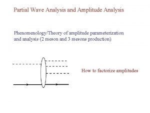 Partial Wave Analysis and Amplitude Analysis PhenomenologyTheory of