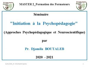 MASTER 2Formation des Formateurs Sminaire Initiation la Psychopdagogie