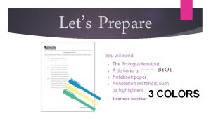 Lets Prepare BYOT 4 corners handout 3 COLORS