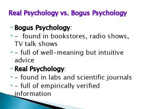 Real Psychology vs Bogus Psychology found in bookstores