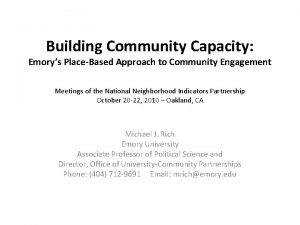 Building Community Capacity Emorys PlaceBased Approach to Community