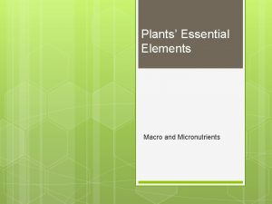 Plants Essential Elements Macro and Micronutrients Nutrients Are