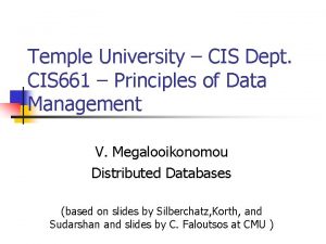 Temple University CIS Dept CIS 661 Principles of