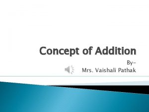 Concept of Addition By Mrs Vaishali Pathak Introduction