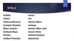 1 KTQ 4 Orbital Anion Cation Ion Valence