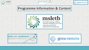 Programme Information Content Weekly Timetable week 1 Monday