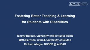 Fostering Better Teaching Learning for Students with Disabilities