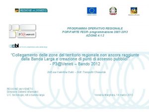 PROGRAMMA OPERATIVO REGIONALE PORPARTE FESR programmazione 2007 2013