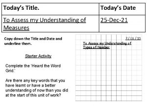 Todays Title Todays Date To Assess my Understanding