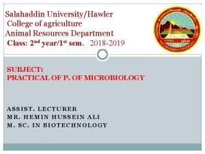 Salahaddin UniversityHawler College of agriculture Animal Resources Department