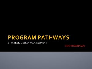 PROGRAM PATHWAYS STRATEGIC DESIGN MANAGEMENT SIDDHI MAHAJAN Founded