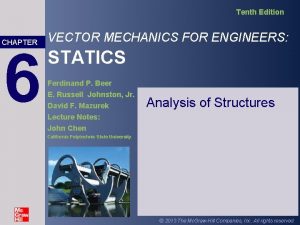 Tenth Edition CHAPTER 6 VECTOR MECHANICS FOR ENGINEERS