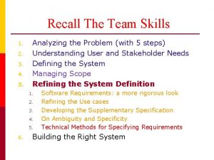 Recall The Team Skills 1 2 3 4