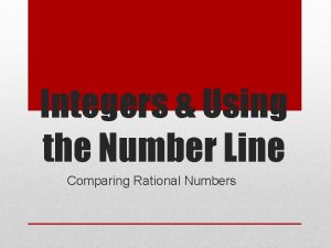 Integers Using the Number Line Comparing Rational Numbers