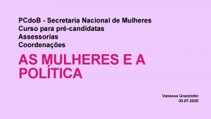 PCdo B Secretaria Nacional de Mulheres Curso para