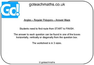 Angles Regular Polygons Answer Maze Students need to