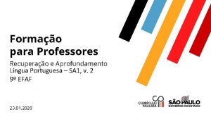 Formao para Professores Recuperao e Aprofundamento Lngua Portuguesa