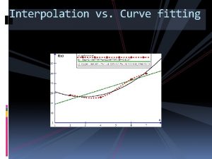 Interpolation vs Curve fitting For Today Interpolation Integration