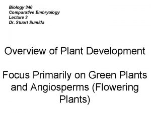 Biology 340 Comparative Embryology Lecture 3 Dr Stuart