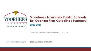 Voorhees Township Public Schools ReOpening PlanGuidelines Summary 2020