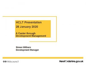 HCLT Presentation 28 January 2020 A Canter through