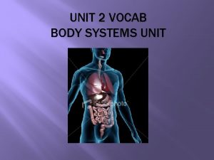 UNIT 2 VOCAB BODY SYSTEMS UNIT CELLS Smallest
