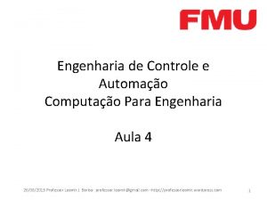 Engenharia de Controle e Automao Computao Para Engenharia