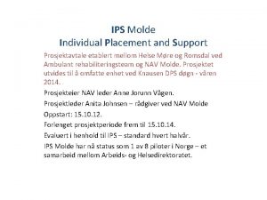 IPS Molde Individual Placement and Support Prosjektavtale etablert