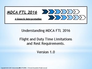 MDCA FTL 2016 A Generic Interpretation Understanding MDCA