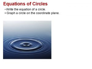 Equations of Circles Write the equation of a