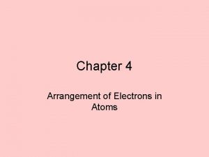 Chapter 4 Arrangement of Electrons in Atoms I