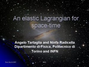 An elastic Lagrangian for spacetime Angelo Tartaglia and