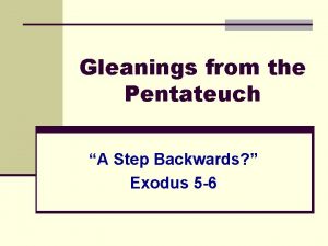 Gleanings from the Pentateuch A Step Backwards Exodus
