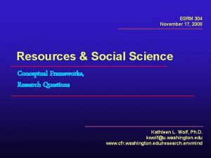 ESRM 304 November 17 2008 Resources Social Science