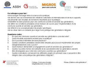 ASSH Ce colloque a pour but dencourager lchange