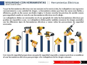SEGURIDAD CON HERRAMIENTAS Herramientas Elctricas Volumen 1 Edicin