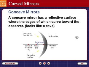 Section 17 2 Curved Mirrors Concave Mirrors A