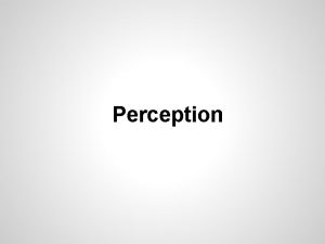 Perception Perceptual Organization Closure we see the whole