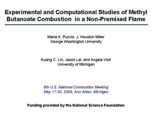 Experimental and Computational Studies of Methyl Butanoate Combustion