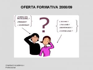 OFERTA FORMATIVA 200809 Orientaci Acadmica i Professional INDEX
